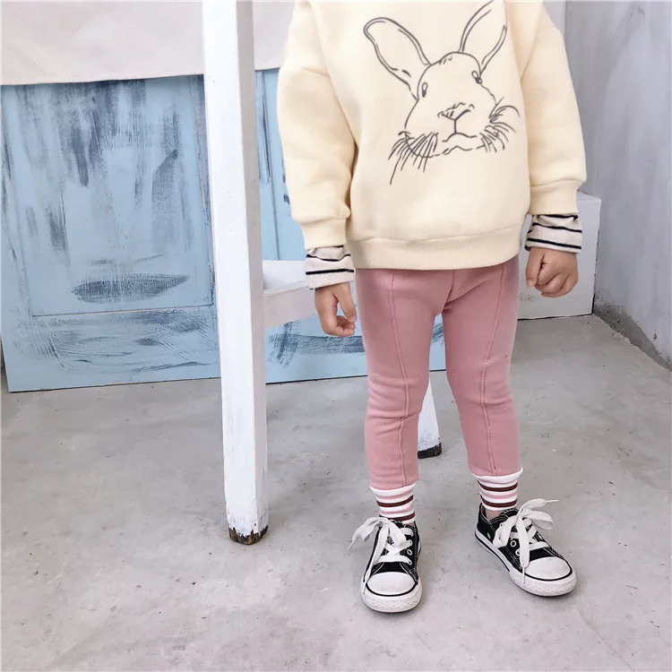Осень-зима г.; плотные обтягивающие штаны песочного цвета для маленьких девочек; Детские универсальные модные леггинсы; штаны с рисунком