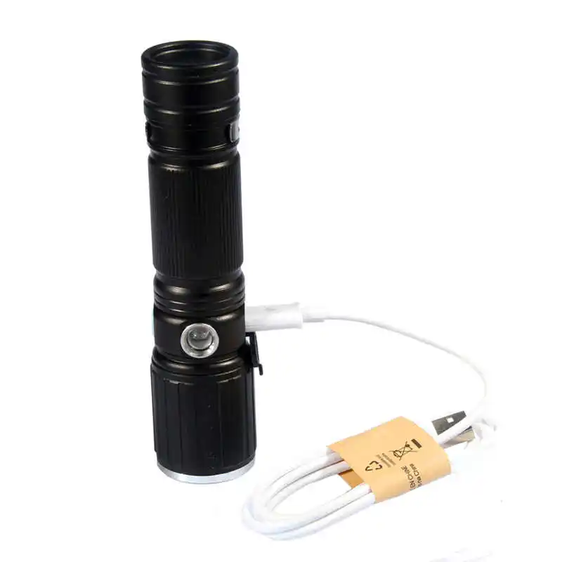 Skywolfeye XML T6 powerful LED Flashlight 18650 Battery+USB Rechargeable+Side Red LED Lights lanterna led t6 #3o5 (14)