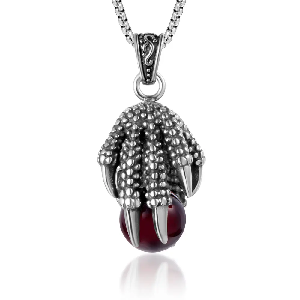 

Eagle claw with black necklace pendant men's steel titanium jewelry pendant