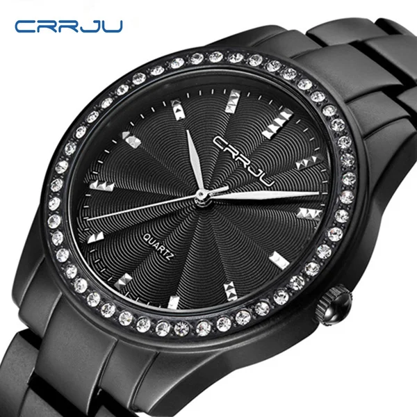 

CRRJU Watch Women's Luxury Rhinestone Watches relogio feminino Stainless Wrist Watch Dress Ladies Watch reloj mujer relojes