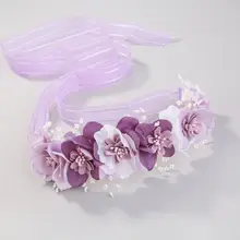 

Bridesmaid Wedding Handmade Purple Flowers Handmade Pearl Crystal Hair Band Headband Headdress Bridal Hair Accessories jewelry