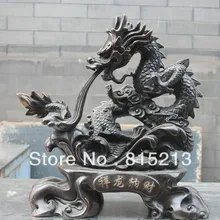 Bi00138 1" Китайский Фэншуй Фиолетовый Бронзовый Благоприятный Богатство Зодиак Год Дракона Статуя