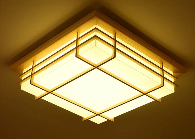 Японский твердой древесины светодиодный потолочный светильник гостиной, спальни ресторана чайная комната потолочный светильник