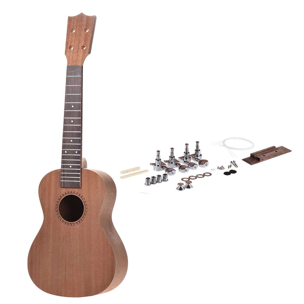 Концертные Гавайские гитары Ukelele Гавайские гитары DIY Kit Sapele деревянный корпус палисандр гриф с колышками Струнный мост гайка 2 размера