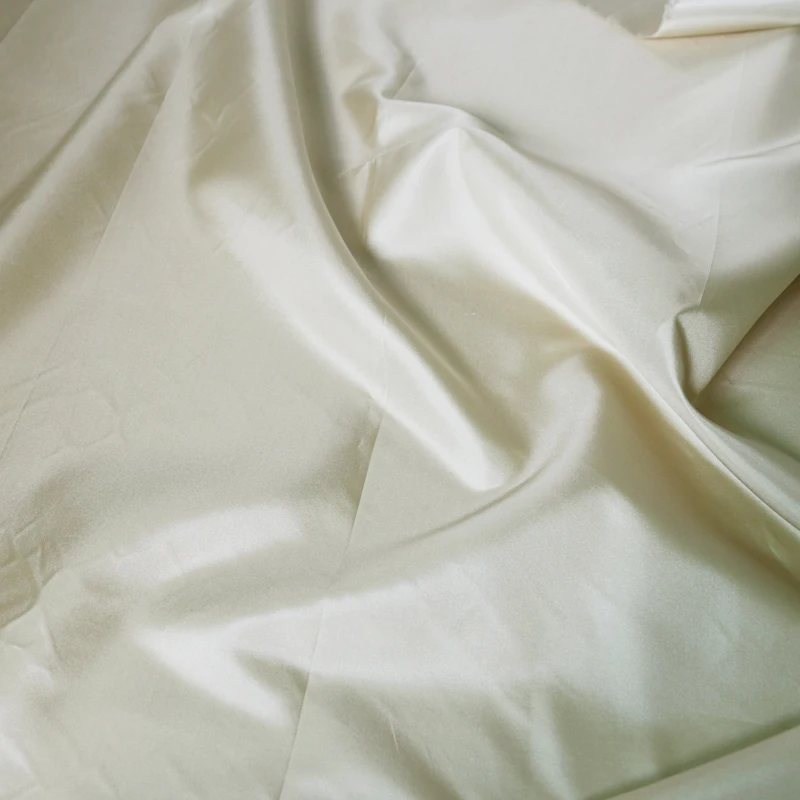 100cm*140cm Elegant beige silk taffeta fabric yarn dyed pure silk wedding evening gown material