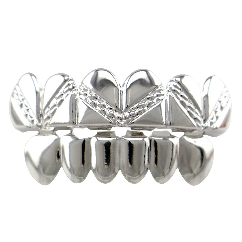 Hip Hop Tooth Grillz Set Fake Tooth Cap Top & Bottom Grill for Halloween Jewelry Gifts Bling Custom Teeth Body Jewelry American Bijoux (4)