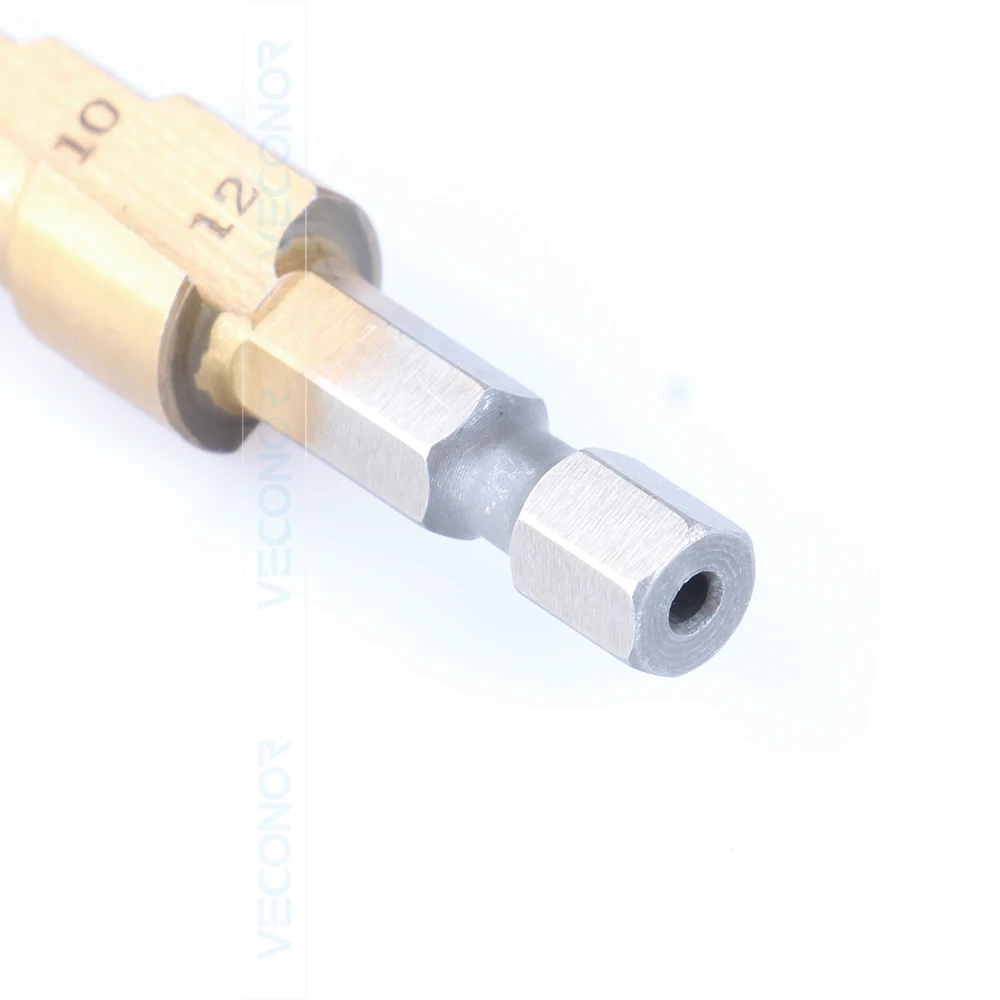 VECONOR 3 шт. набор титановых ступенчатых сверл 1/4 &quotшестигранный хвостовик HSS