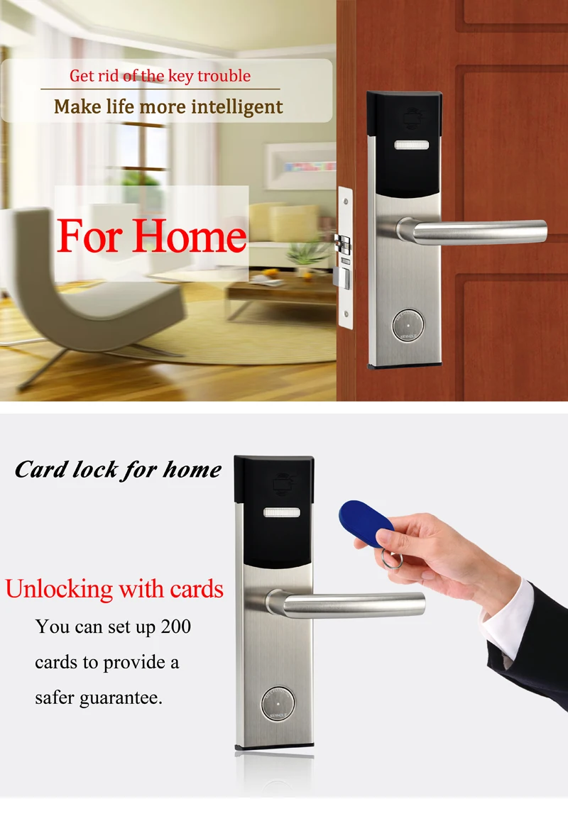 Stainless Steel Free Software Electronic Door Lock Keyless Digital Smart Door Lock Smart Entry For Home or Hotel System