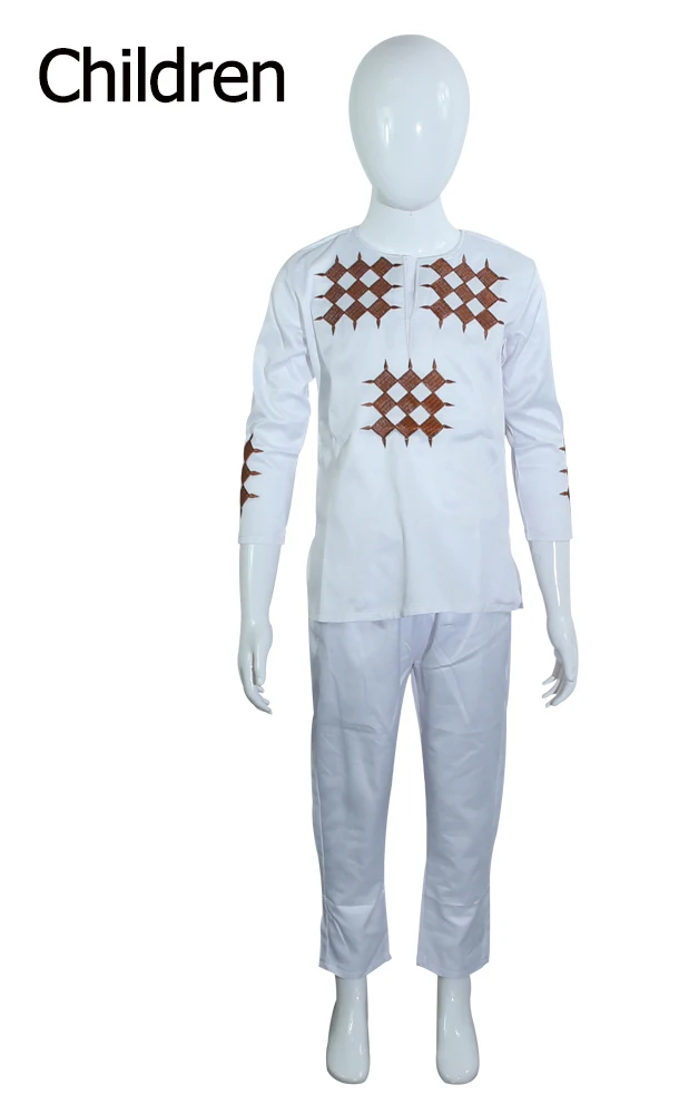 H& D африканских мужчин одежда для маленьких мальчиков Мужская рубашка dashiki Африка Базен riche наряд Одежда Топы брючный костюм vetement африкен - Цвет: kid white