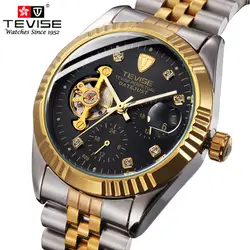 Новые модные часы для мужчин's Элитный бренд TEVISE часы Автоматические деловые полые мужчин механические часы с турбийоном часов