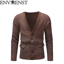 Env мужской st, вязаный кардиган, свитер, мужской, Повседневный, v-образный ворот, Рождественская, одноцветная, однобортный, кардиган, свитер, верхняя одежда