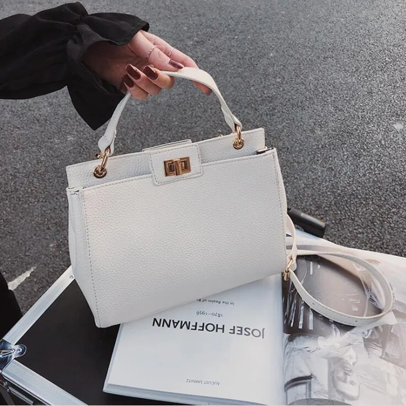 

Brief Business OL Fashion Twist Lock Pu Leather Handbag 2019 Feminina Tote Handbag Bag Women Shoulder Bag Female Bolsa #1441