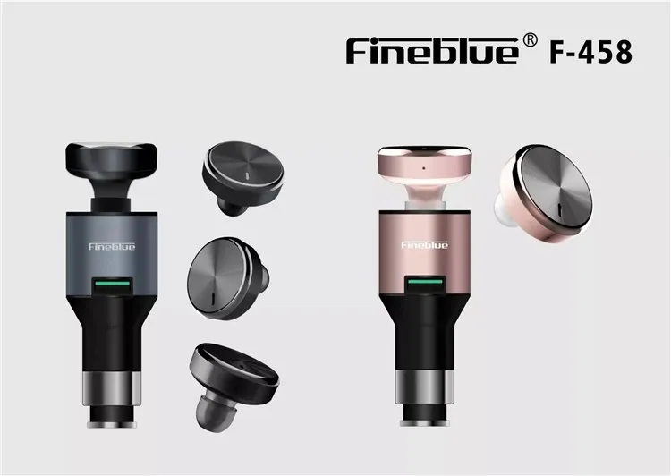 Fineblue F-458 Bluetooth 4.0 Mono Stereo Headset and Car Charger 2 In 1 Wireless Noise Cancelling Earphone with Mic for Driving(2)