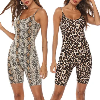 

feitong women sexy Leopard jumpsuits 2019 new elastic skinny fitnees sporting bodysuit hollow out female sexy rompers 6&2
