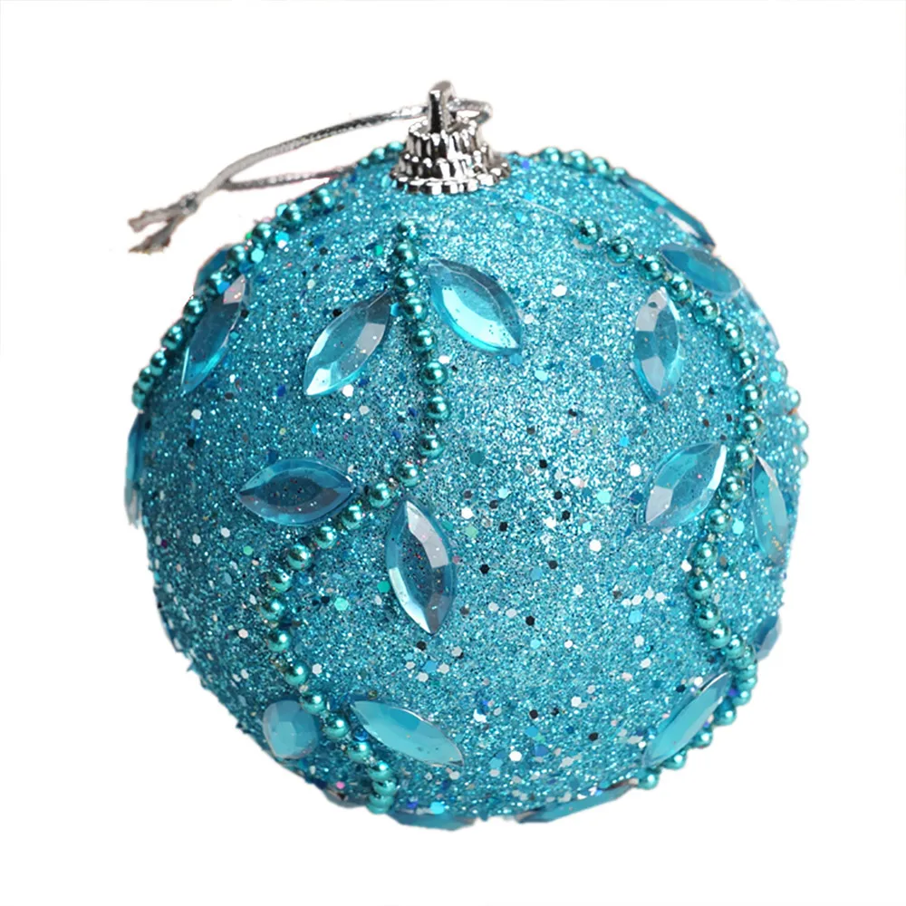 Рождественские блестящие шары со стразами орнамент с рождественской елкой украшение 8 см рождественские украшения для дома - Цвет: Blue