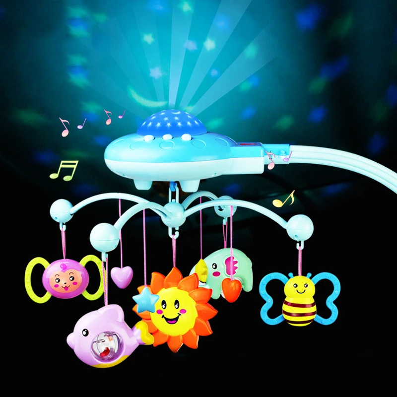 

0-12Months Musical Crib Mobile Bed Bell Rotating Projection Music Box Cartoon Rattles Newborn Early Learning Baby Infant Toy