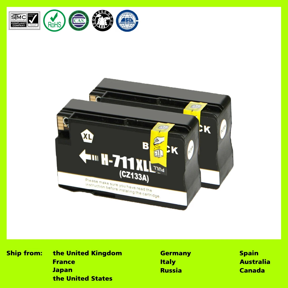 Compatible for 711 XL (2 Pack) Ink Cartridge for HP Designjet T120 24/T120 610/T520 24/T520 36