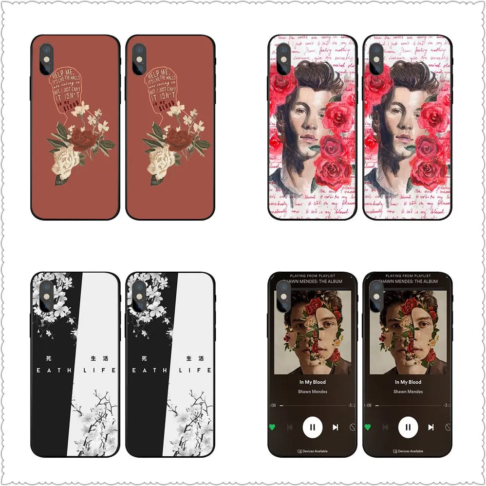 Shawn Mendes In my blood Case For iphone X 7 8 Black silicone case For Samsungs7 s8 s9 Case Cover