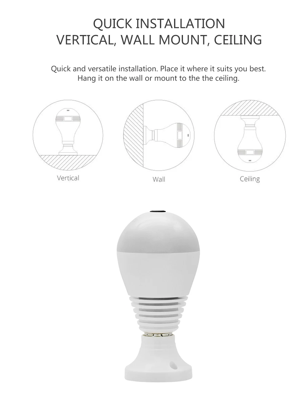 Wistino 960P Wireless VR Panoramic IP Camera Bulb Light Wifi FishEye 360 degree CCTV Surveillance Security Monitor Comone 1 (9)