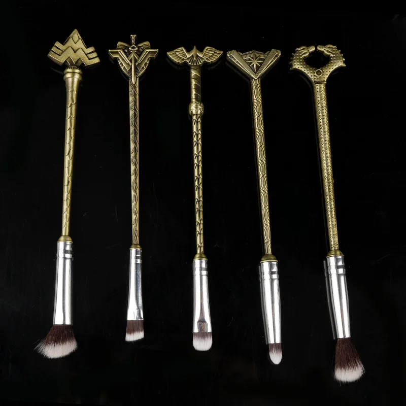 

5PCS/SET Wonder Women Metal Handle Wand Makeup Brush Set Synthetic Hair Brochas Maquillaje For Eyes Makeup Blending Brushes