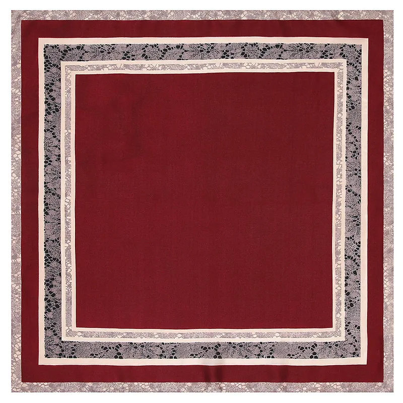 

POBING 100% Silk Scarf Woman Geometric Plaid Square Scarves Luxury Bandanas Small Hijab Foulards Lady Tie Headband 53x53CM