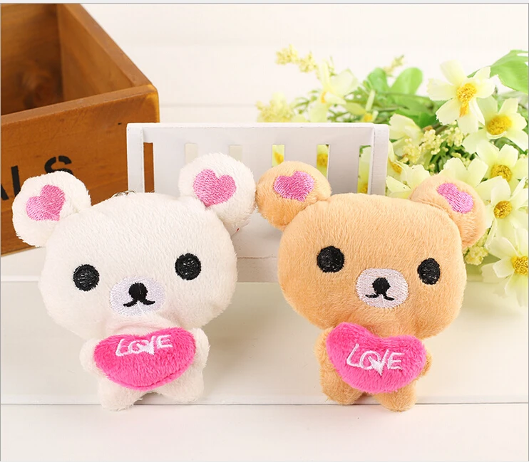 2 шт. Kawaii Постоянный 10 см Любовник медведя Rilakkuma плюшевые игрушки, мягкие рисунок куклы, сумка Подвеска Шарм игрушки