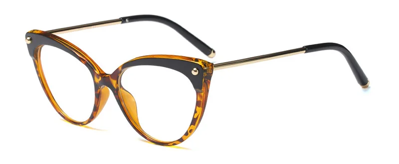 SHAUNA TR90 Temple Tip Retro Women Cat Eye Glasses Frame Fashion Mix Colors Eyeglasses Frame - Frame Color: Black Leopard