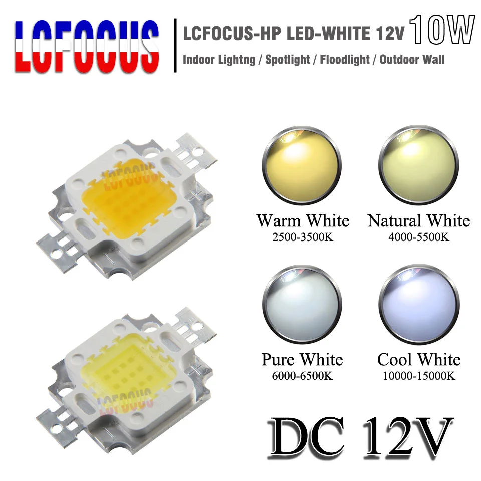 

Wholesale DC 12V High Power LED COB Chip 10W Warm Natural Cool White SMD Diode For 10W 50W 100W Home Lighting Floodlight Bulb