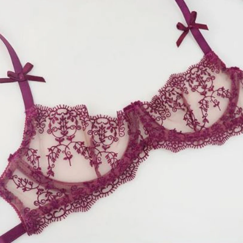 Women Half Cup Bra See-through Open Crotch Briefs Panty Underwear Suit Lingerie