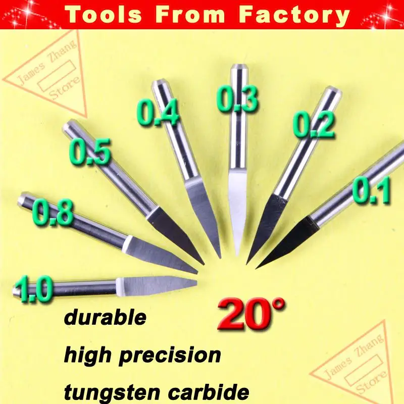 10 шт. НОВЫЙ Карбид PCB гравировальный станок с ЧПУ маршрутизатор V Биты 20 градусов мм 0,5 мм HUHAO # J3.2005