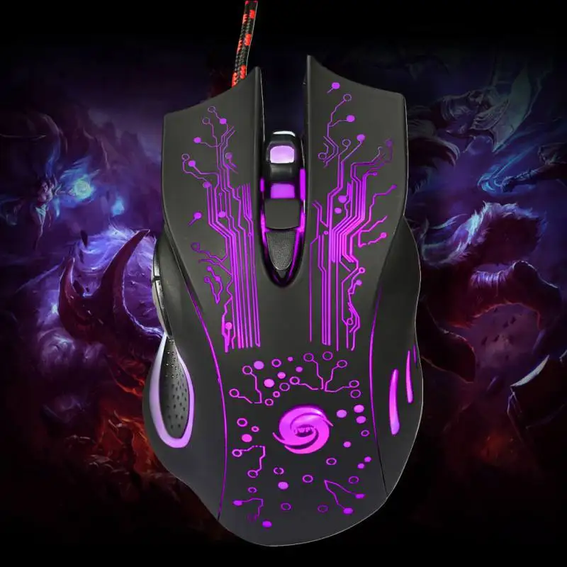 

2019 Glowing Gaming Mouse Adjustable 1200/1600/2400/3200 Mice 6 Button Optical USB 5500 DPI HXSJ A885 Wired Gaming Mouse