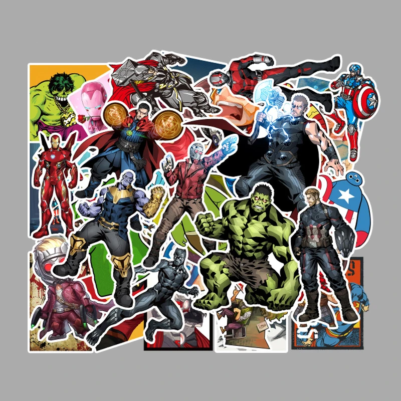 

50pcs Marvel Graffiti Sticker Comic Cartoon Movie Square Stickers Children's Educational Toys Computer Skateboard