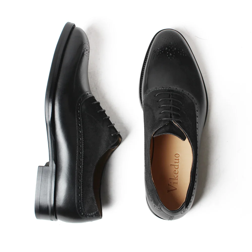 Vikeduo/; брендовая дизайнерская обувь ручной работы; винтажные модные черные замшевые мужские классические полуботинки