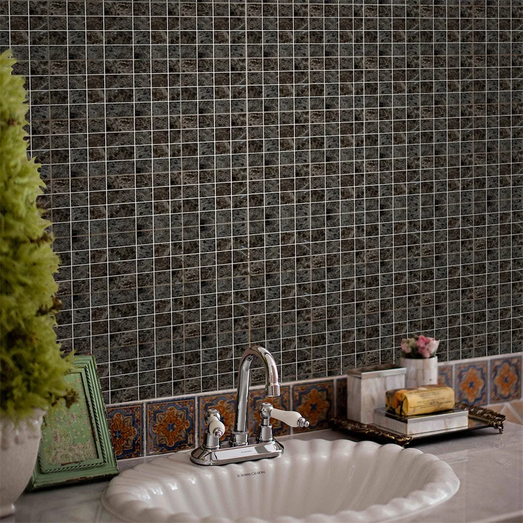 

Wall Sticker PVC Mosaic Creative DIY 3D Mosaic Self Adhesive Wall Tile Sticker Vinyl Home Kitchen Decoration 10x10cm May 28
