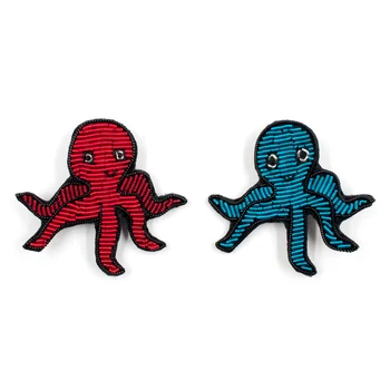 

embroidery india silk pin on patches for clothing brooch octopus badge designer patches for jeans parches bordados para ropa