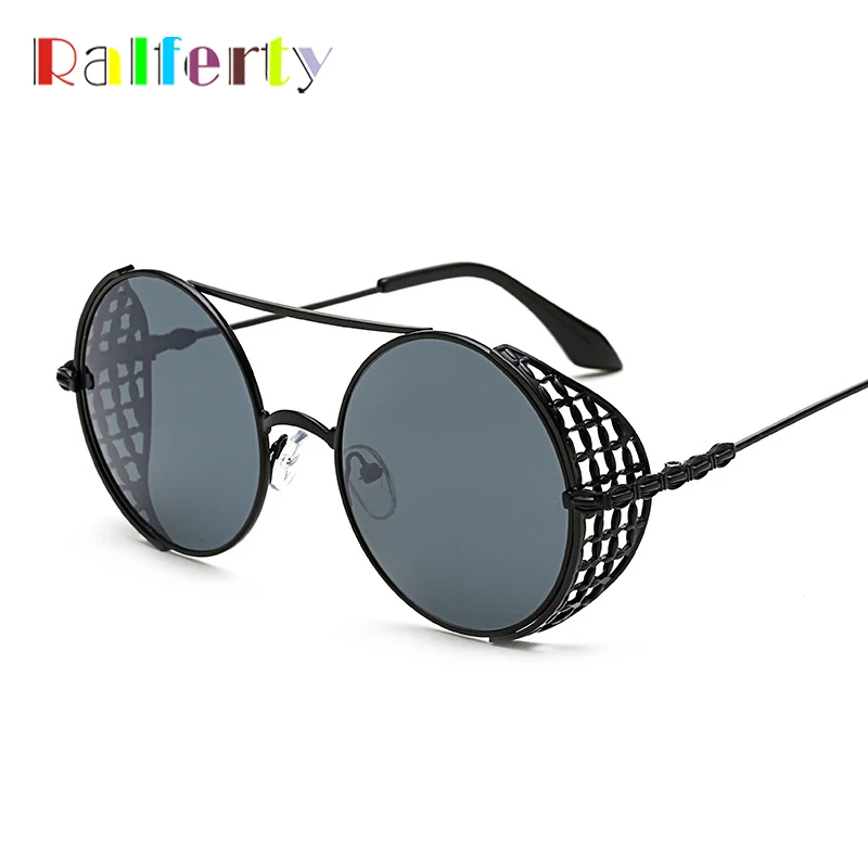 Ralferty солнцезащитные очки Для женщин Для мужчин Круглый выдалбливают Солнцезащитные очки Ретро стимпанк очки Винтаж черные тёмные очки