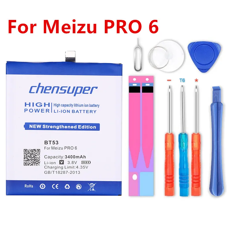 Сменный аккумулятор chensuper для Meizu PRO 6 BT53 3400 мАч|mobile phone battery|phone batterybattery for huawei |