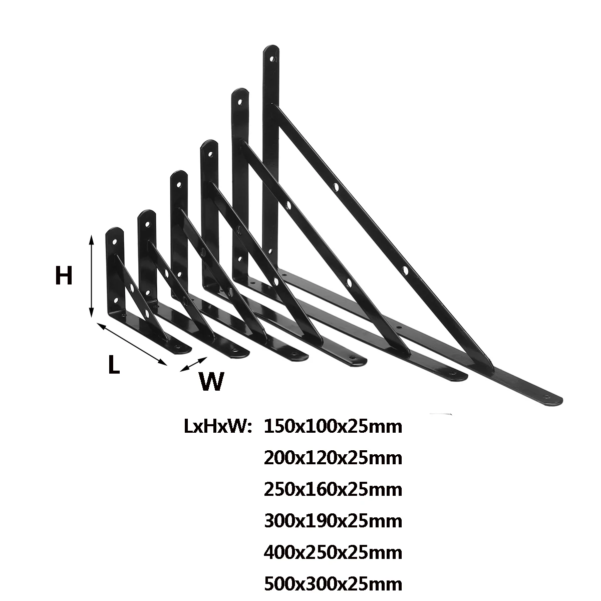 1 шт. 6-1" треугольная угловая скобка для выпечки настенный самоподдерживающийся каркас черный железный l-образный подтяжки настенное крепление для полок Держатель