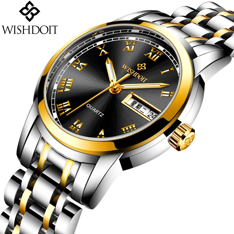 

WISHDOIT Fashion Casual Quartz Watches Stainless Steel Women Watch Waterproof Clock zegarek damski montre femme Relogio Feminino