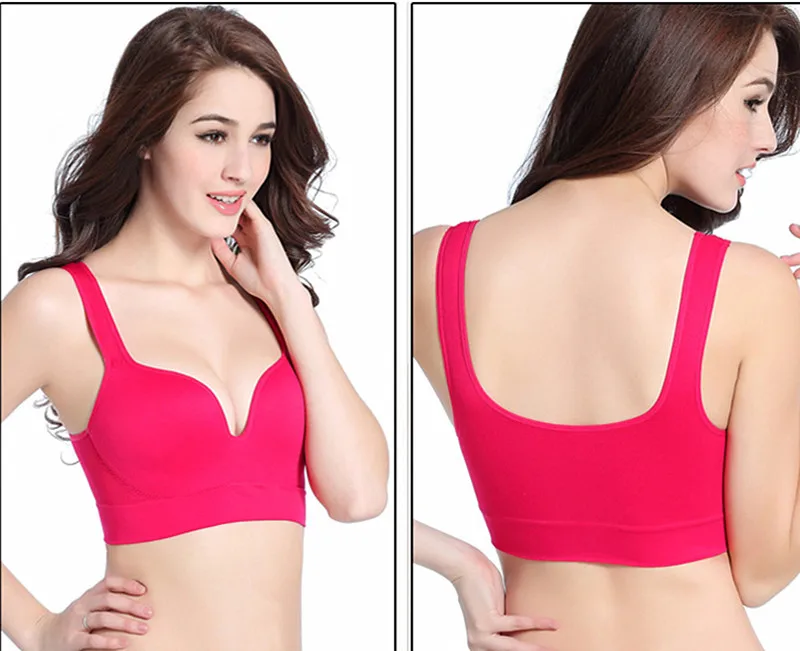 2016New Women Sexy One piece Yoga Bras Girls Running Workout Wireless Sports Bra Gym Exercise U