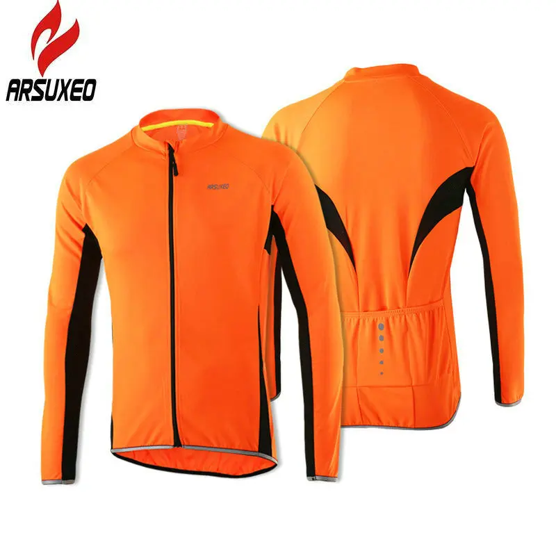 ARSUXEO Cycling Jersey Long Sleeve Sportswear Breathable Quick Dry Sun Protection Mountain Bike Bicycle Clothing Shirts Wear