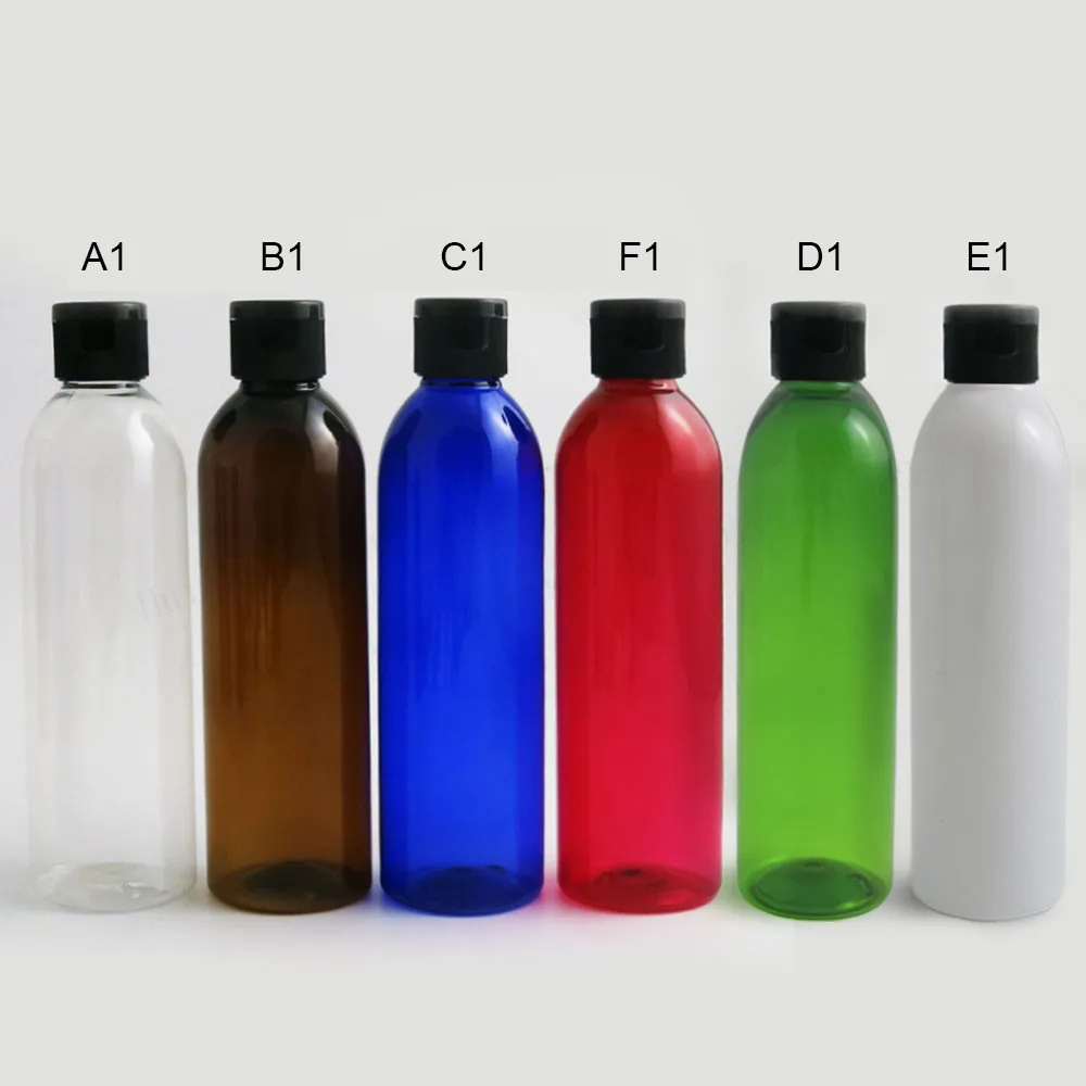 20 шт./лот 250 мл прозрачная Янтарная красная синяя бутылка для домашних животных с откидной крышкой 8,33 унций ПЭТ бутылка для шампуня 250 мл зеленый пластиковый контейнер