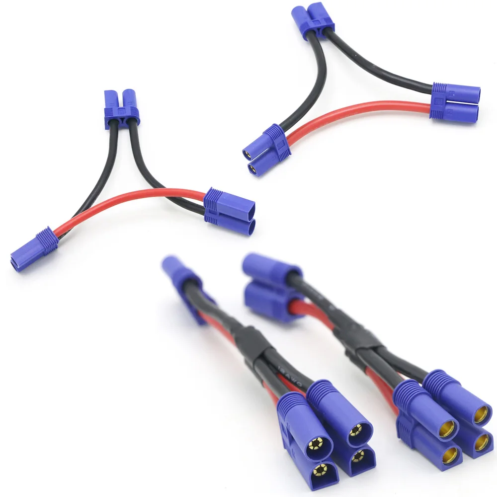 

EC5 Parallel Battery Connector Cable Dual Extension Y Splitter 12AWG Silicone Wire 10CM Y / O Style for Rc Toys