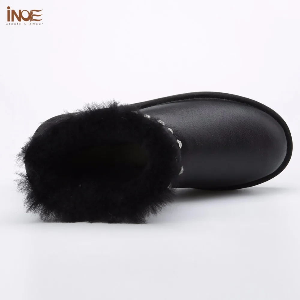 INOE/Модные женские зимние ботильоны из овечьей кожи короткие ботинки на