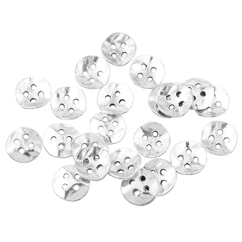

Urijk 50PCs Metal Buttons For Needelework Silver Tone 4 Holes Round Button For Clothes Sewing Metal Buttons Scrapbooking 14x14mm