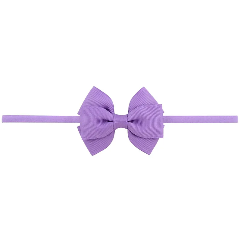 Детская Милая повязка на голову с бантом из ленты, маленькая тонкая эластичная повязка на голову, ободки для девочек, детские аксессуары для волос - Цвет: 05 Violet