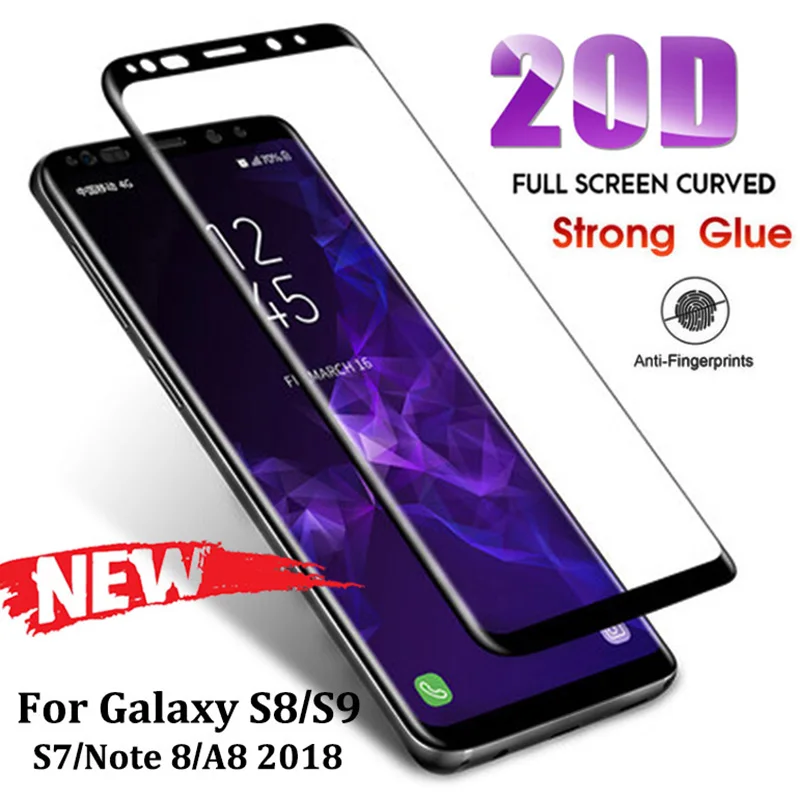 

20D Full Curved Tempered Glass For Samsung Galaxy S9 S8 Plus Note 9 8 Screen Protector For Samsung S7 S6 Edge S9 Protective Film