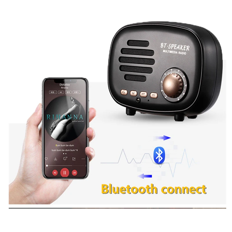Bluetooth Колонка Q108 портативная винтажная мини колонка FM радио музыкальный стерео