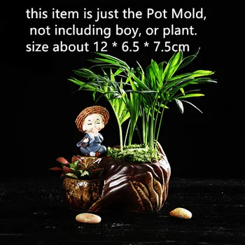 

Countryside Craft Stone Pot Mould for cement DIY Creative Concrete Desktop Decorating flowerpot Making Silicone Mold