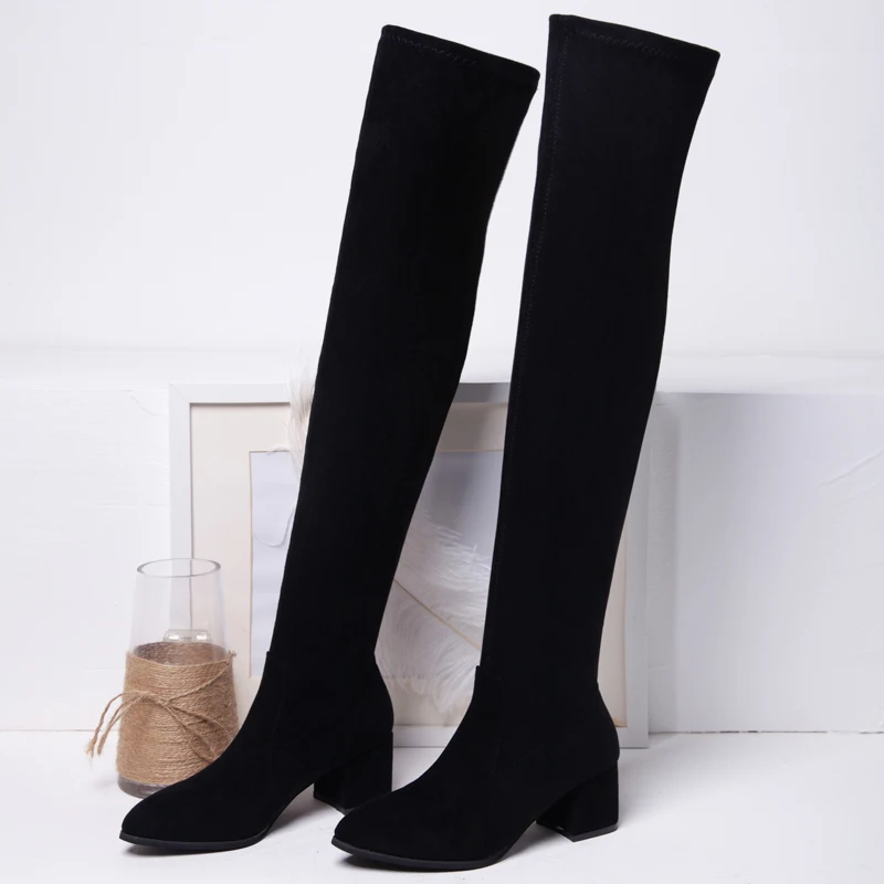 Г., женские сапоги выше колена модная универсальная зимняя обувь с острым носком Элегантные Универсальные женские сапоги, a836